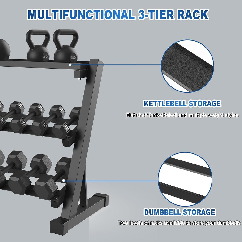 Three Tier Heavy Dumbbell Storage Rack