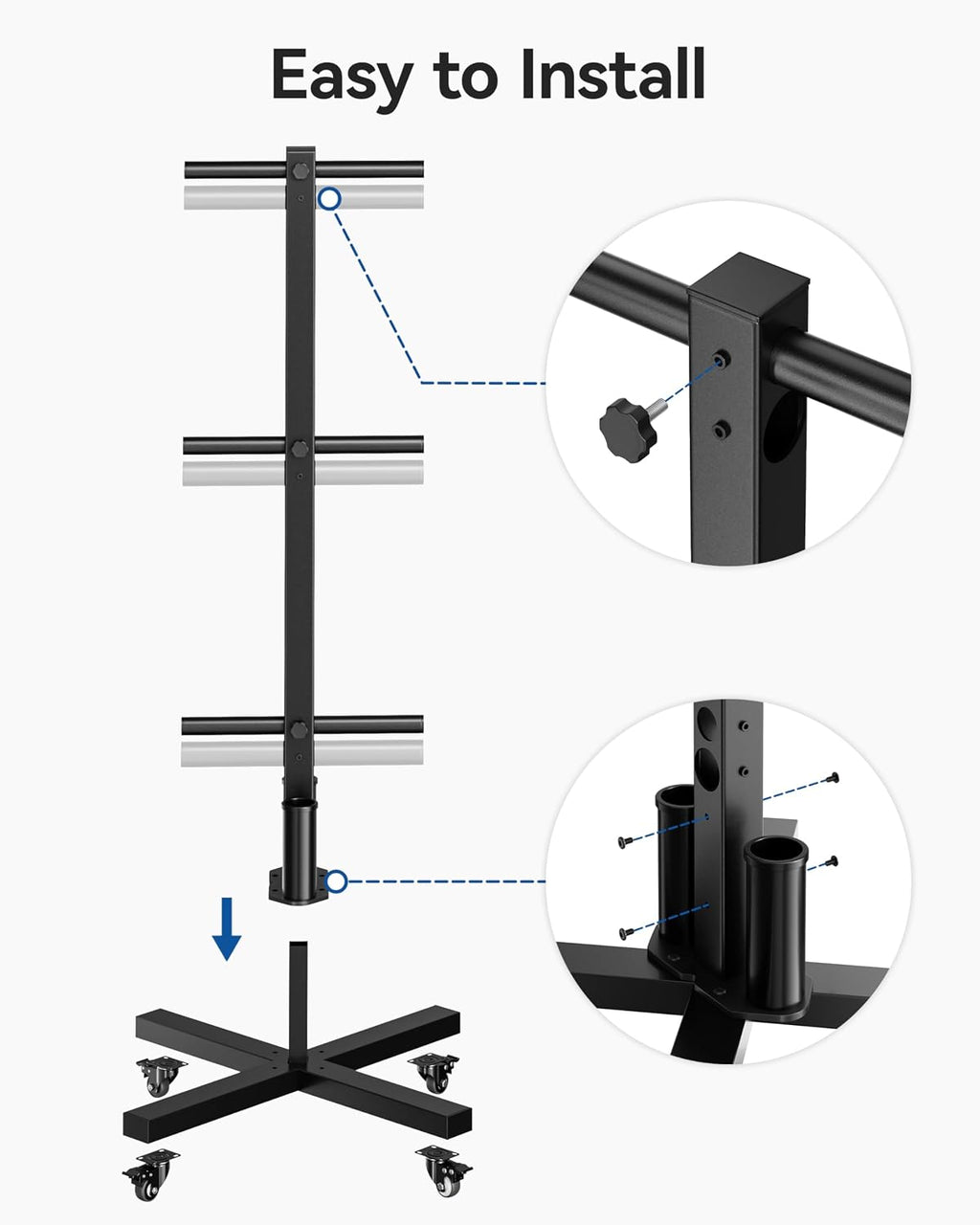 Movable Dual Plate Barbell Storage Rack
