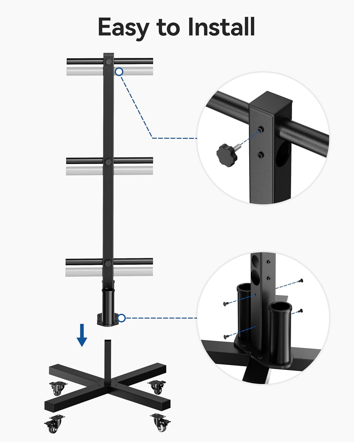 Movable Dual Plate Barbell Storage Rack