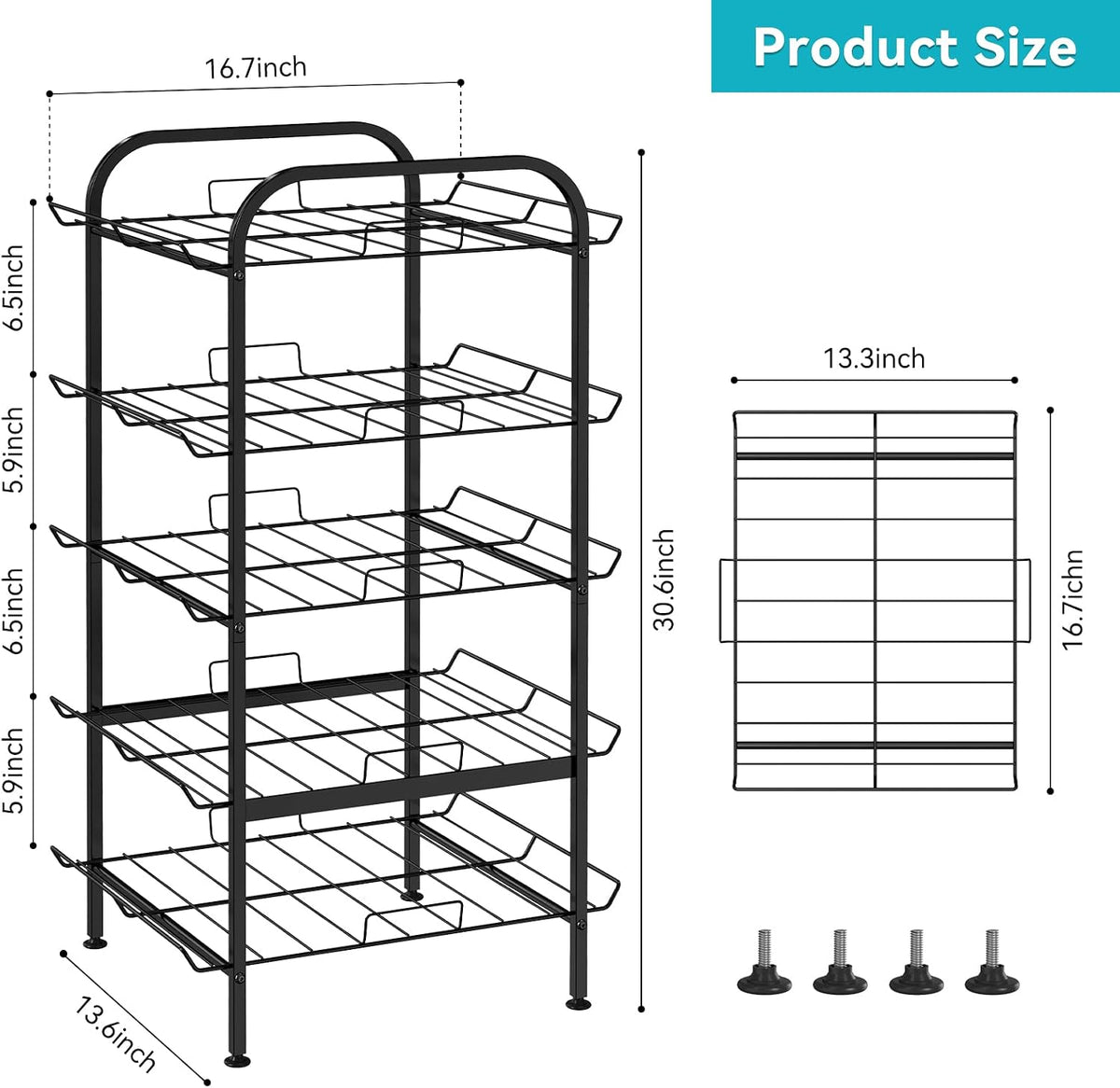 5-Tier Metal Bottle Storage Stand