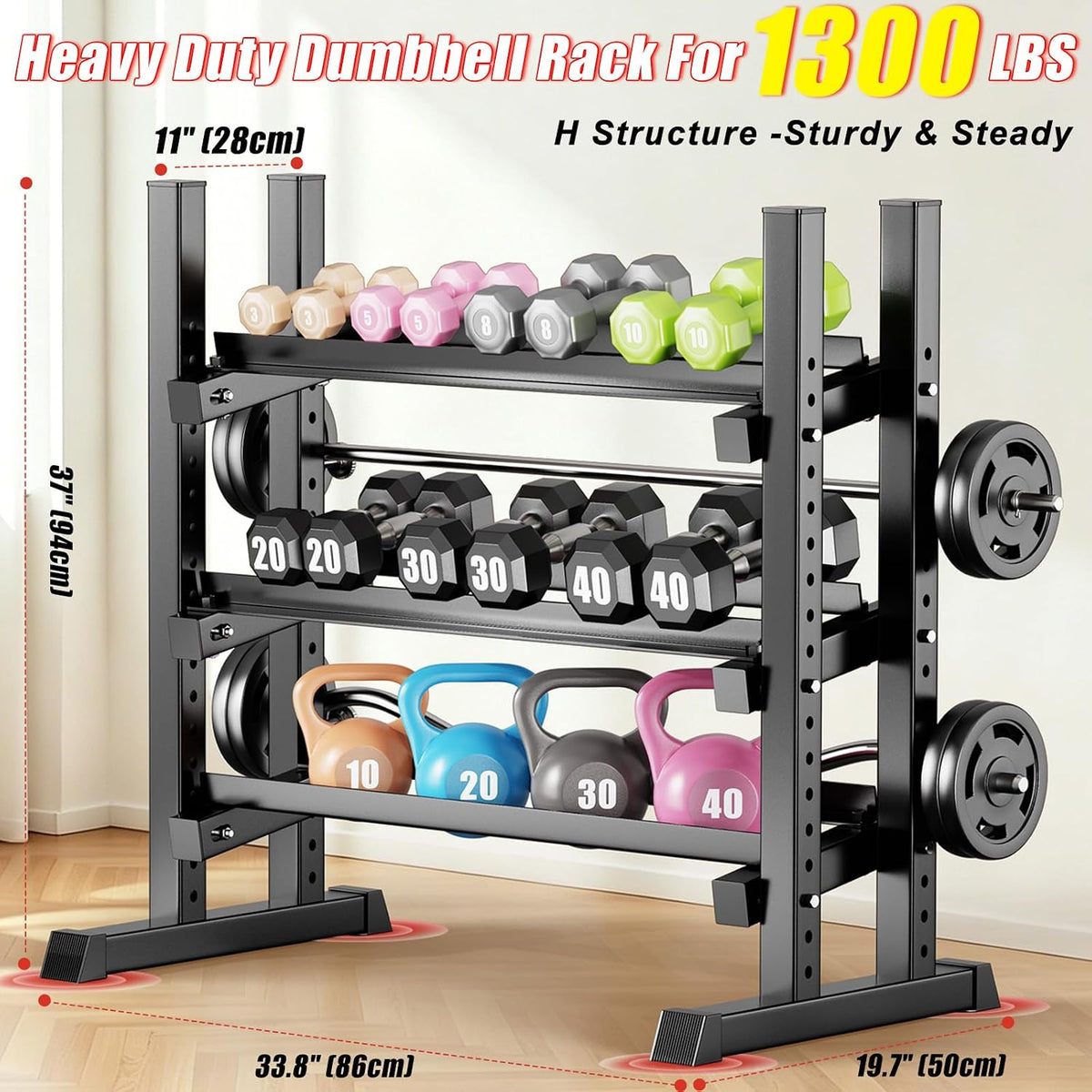 Adjustable 3-Tier Multi Weight Storage Rack