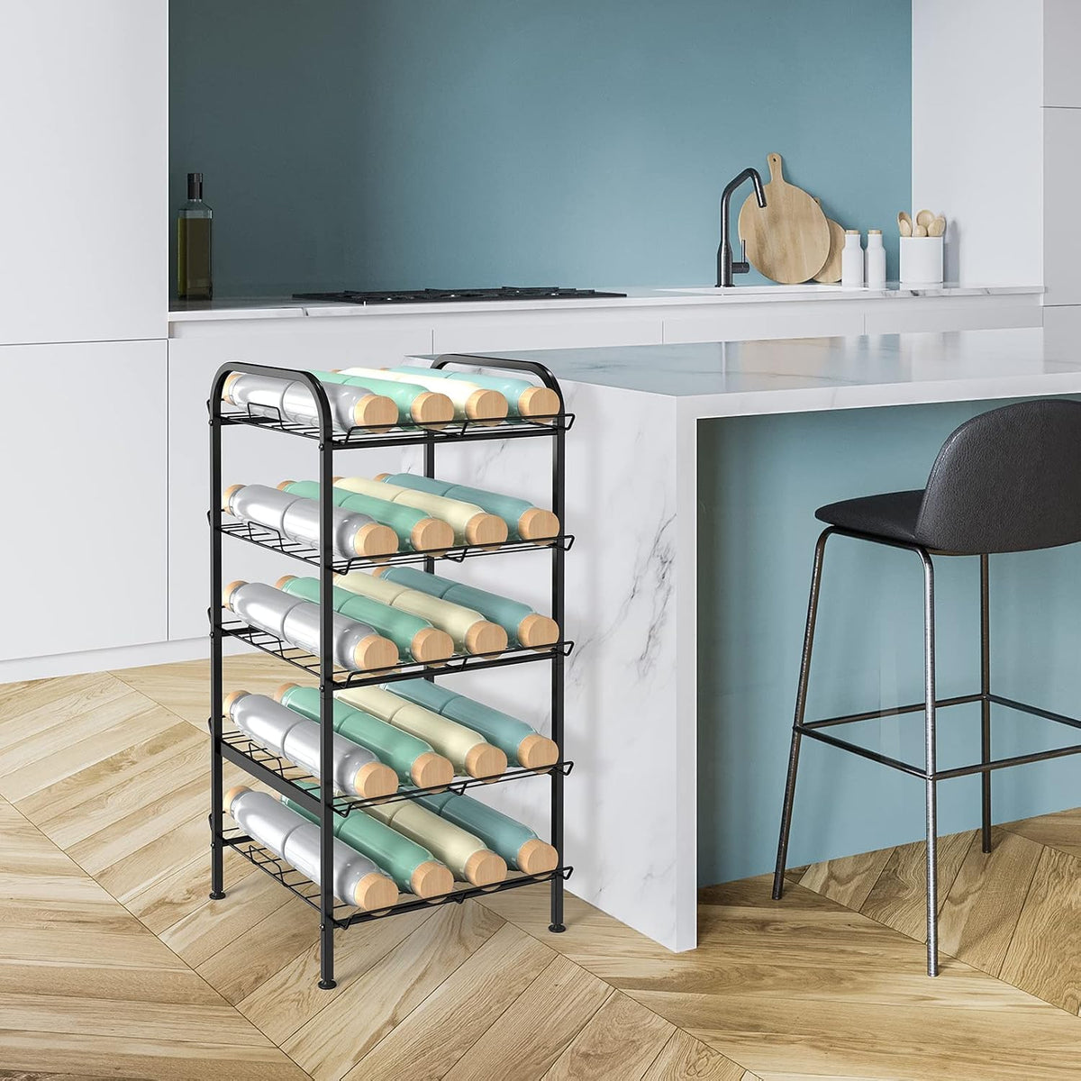 5-Tier Metal Bottle Storage Stand