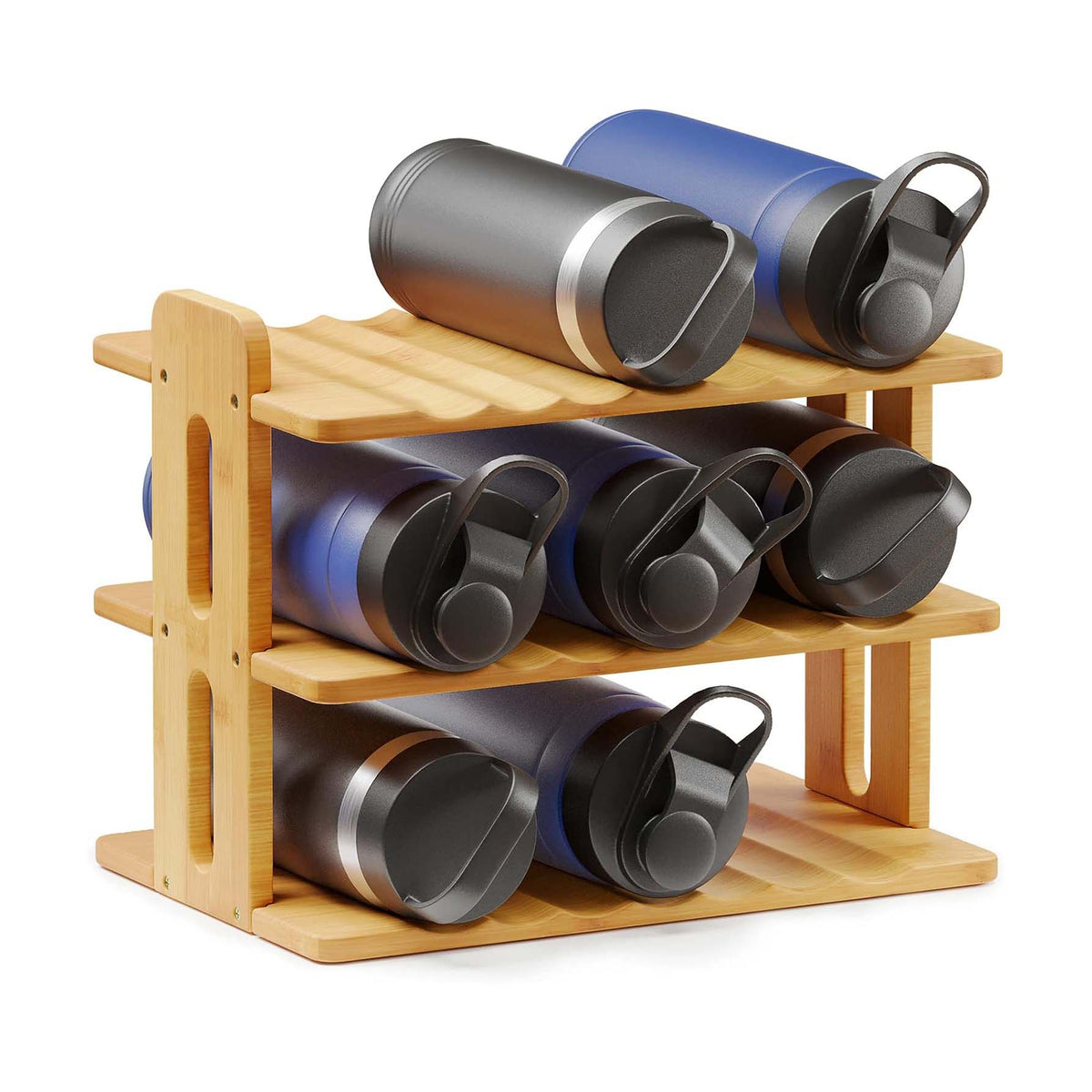 3-Tier Bamboo Bottle Storage Rack