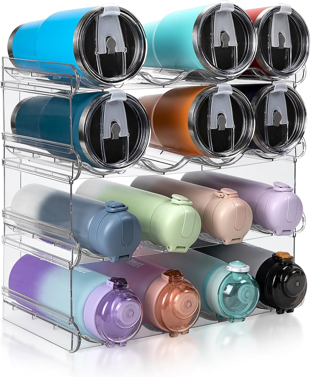 4-Tier Clear Bottle Storage Rack