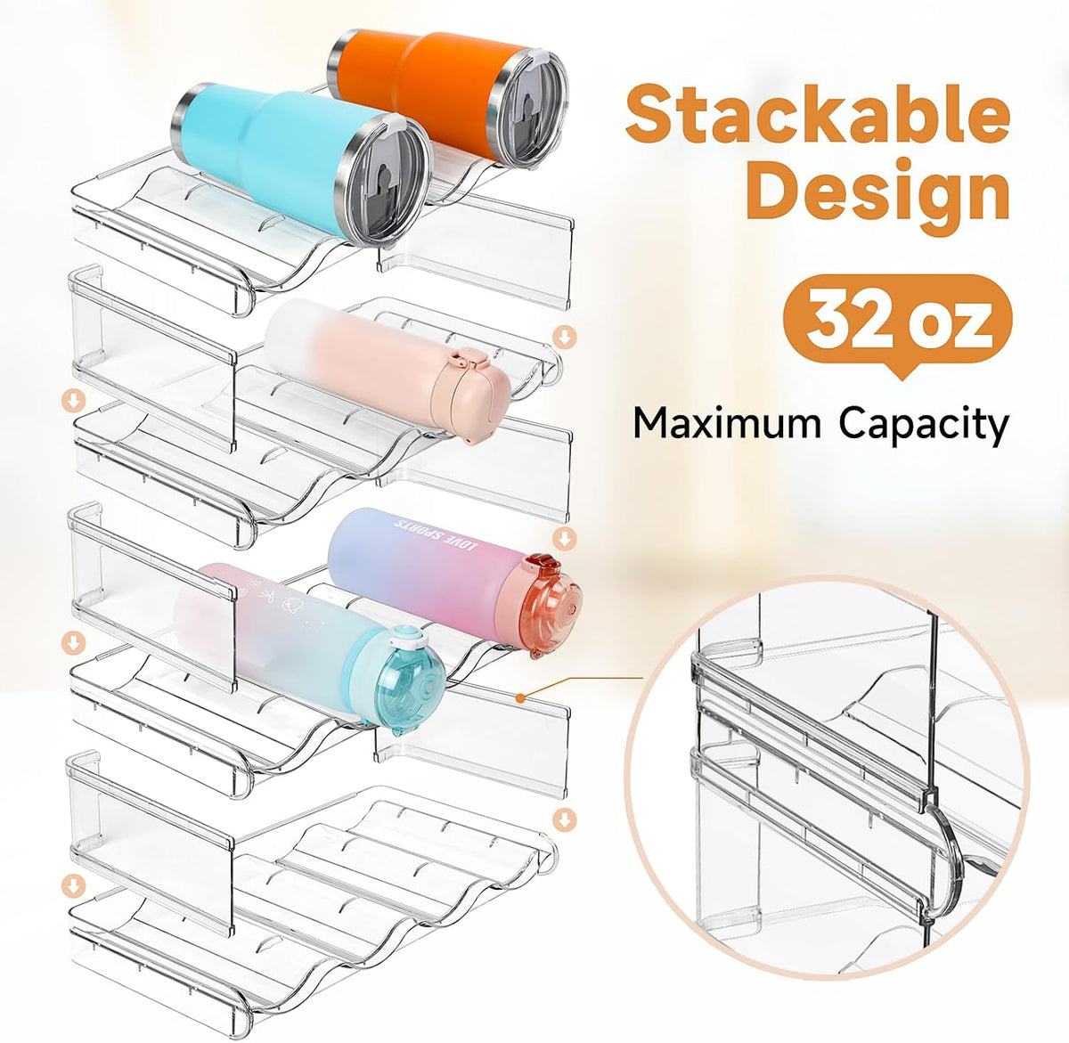 4-Tier Clear Bottle Storage Rack