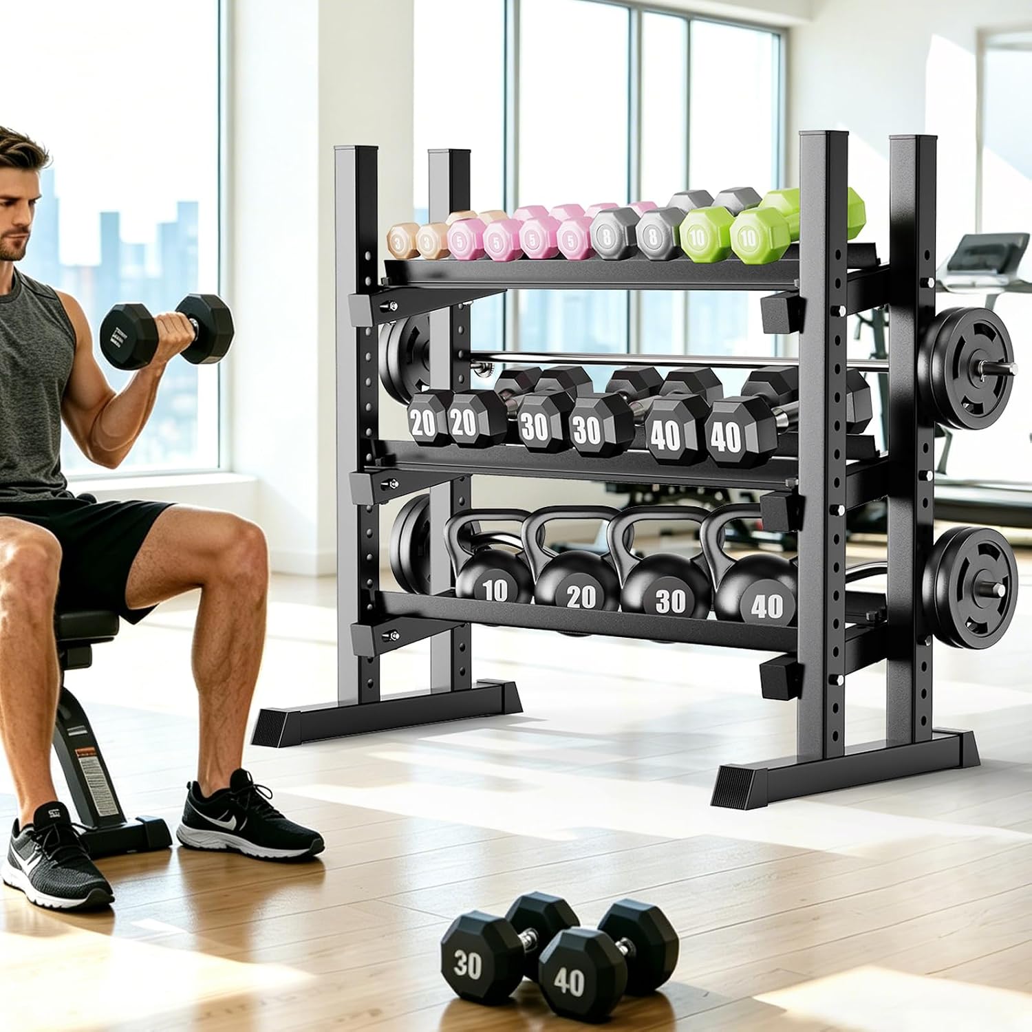 Adjustable 3-Tier Multi Weight Storage Rack