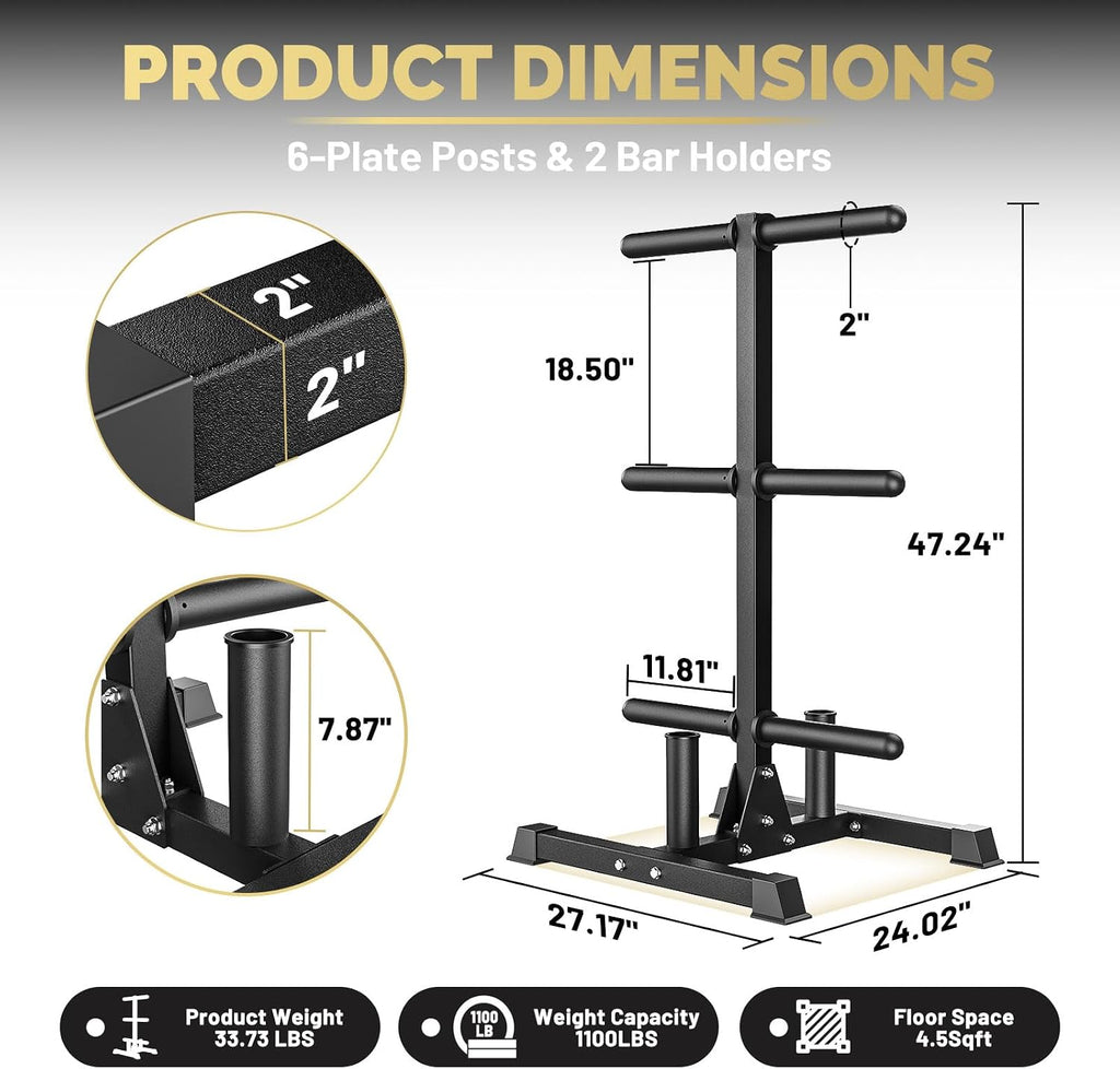 Heavy Dual Size Plate Barbell Storage Rack