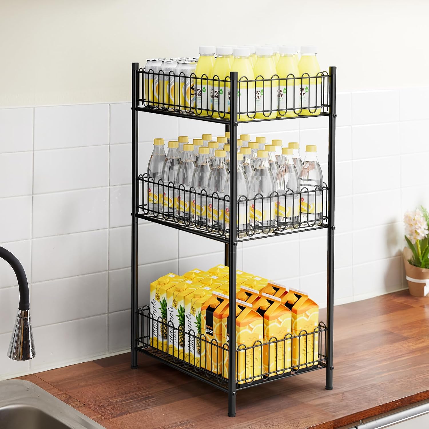 3-Tier Metal Drink Storage Rack