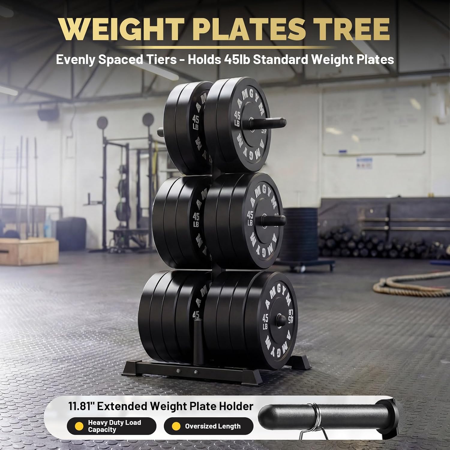 Heavy Dual Size Plate Barbell Storage Rack