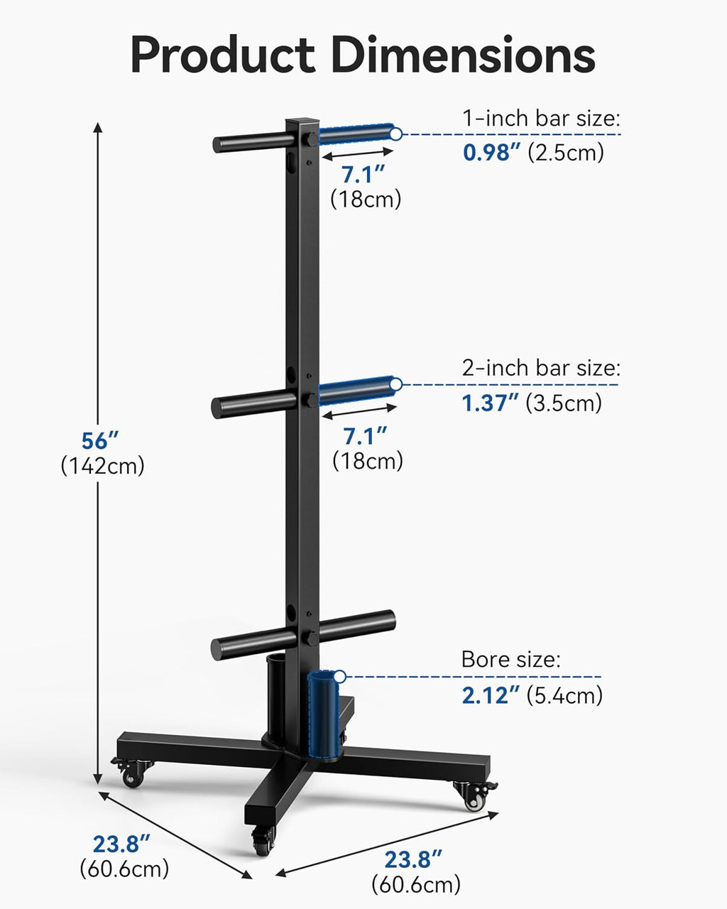 Movable Dual Plate Barbell Storage Rack