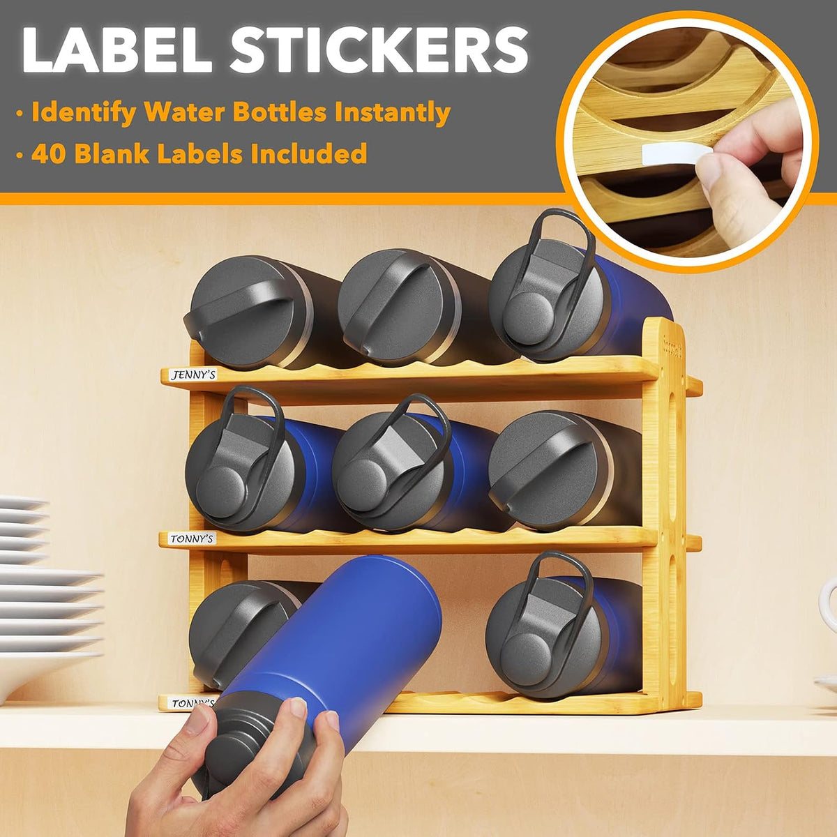 3-Tier Bamboo Bottle Storage Rack