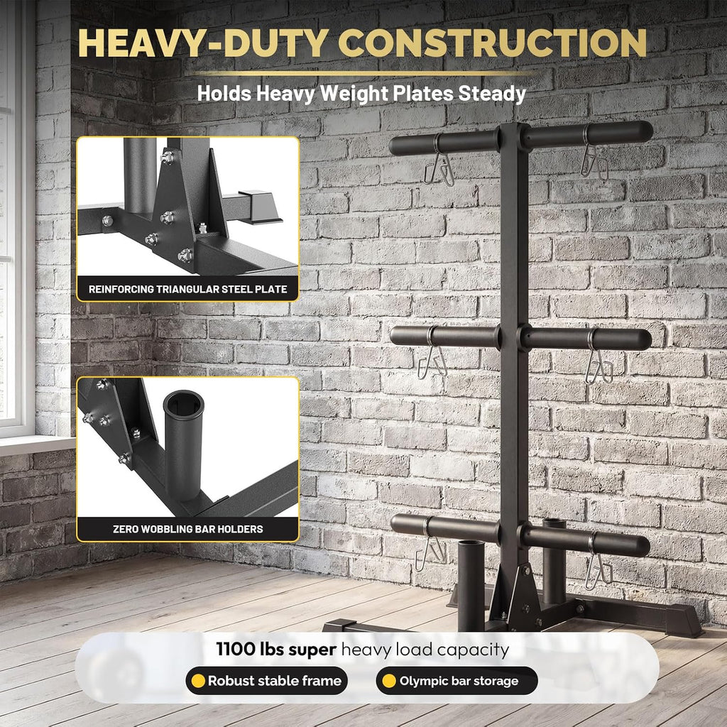 Heavy Dual Size Plate Barbell Storage Rack