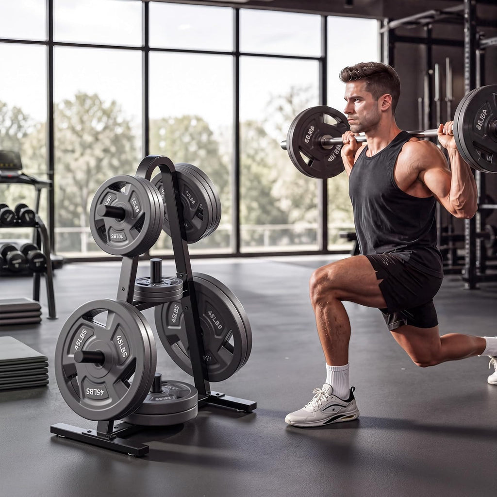 Compact Home Gym Weight Plate Storage Rack