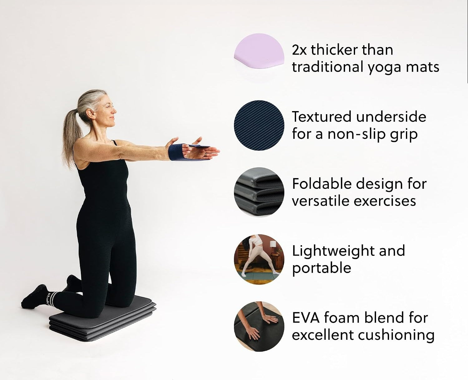 Foldable Thick Non-Slip EVA Yoga Fitness Mat