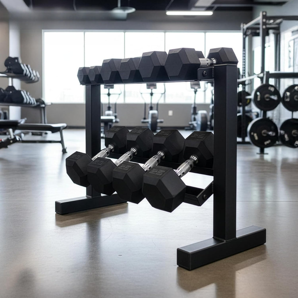 Two Tier Steel Hex Dumbbell Storage Rack